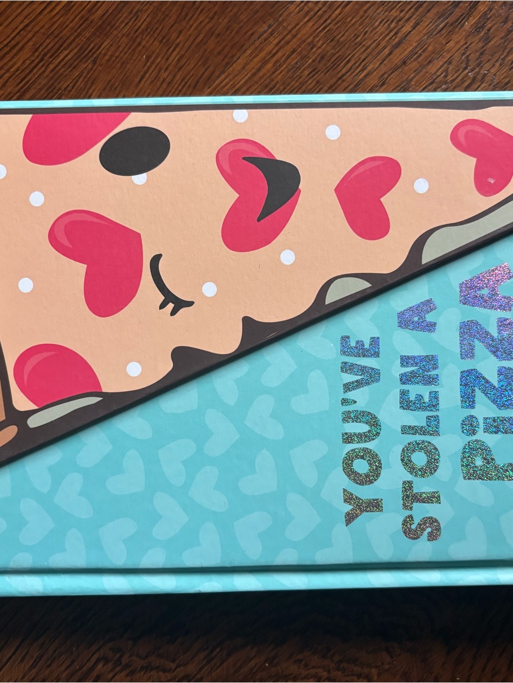 Heart Pepperoni Pizza Slice notebook - Pink & Teal